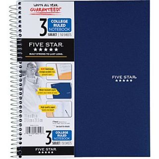 Mead Five Star Wirebound Notebook, 3 Subject, College Ruled, 8 1/2 x 11, Navy