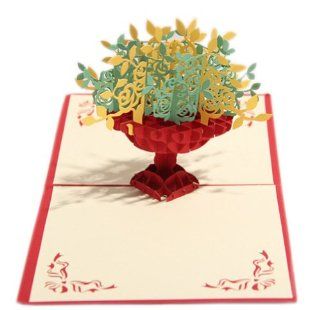 DIY Hand Made 3D Paper Sculptures Birthday Card/Cornucopia Shape, Red Health & Personal Care