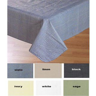 Carnation Home Fashions Vinyl Tablecloth with Polyester Flannel Backing, 70 Inch Round, Linen Color   Green Vinyl Tablecloth