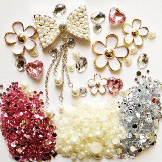 DIY 3D Bling Cell Phone Case Deco Kit  Rhinestone Bow and Daisies Cabochons