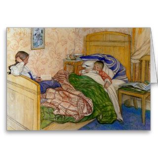 In Mum's Bed 1908 Greeting Cards