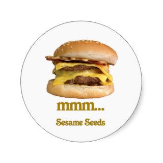 cheeseburger   mmmsesame seeds round stickers