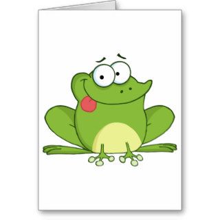 Frog Cartoon Character Hanging Its Tongue Out Greeting Card