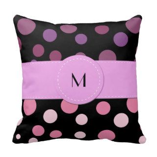 Monogram   Spots (Dotted Pattern)   Pink Purple Throw Pillows