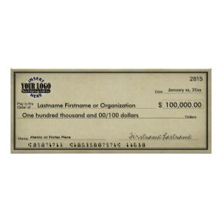 Blank Check for Sweepstakes & Awards AGED LOOK Print