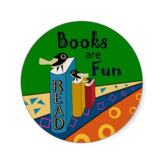 Cute Books are Fun Read Green Round Sticker