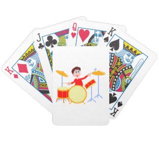 Cartoon boy playing drumset jagged edges card deck