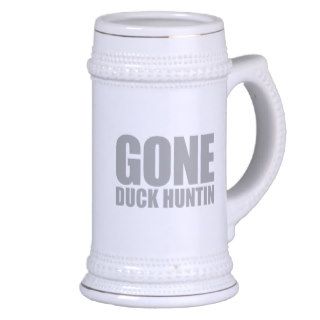 GONE DUCK HUNTING, Funny Hunter Meme   Old Silver Coffee Mugs