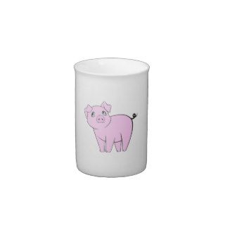 Cute Little Piggy (Baby Pig)   Pink Black Bone China Mugs