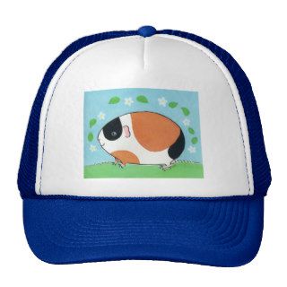 Tri color Guinea pig with White Flowers Mesh Hat
