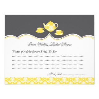 Tea Pot Bridal Shower Advise Card Custom Invitation