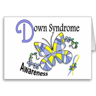 Stained Glass Butterfly 2 Down Syndrome Greeting Cards