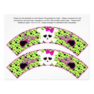 2 SKULL Birthday Personalize Cupcake Wrappers Flyer