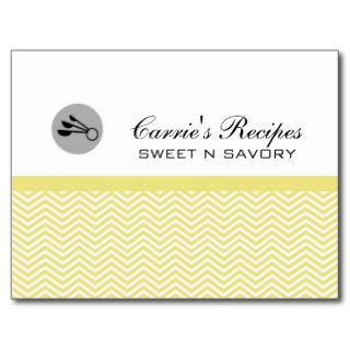 Bridal Shower Recipe Cards Yellow Gray Chevron Postcards