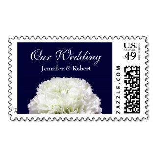 Navy Blue Wedding Postage with White Carnation