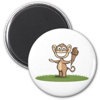 Monkey Ice Cream Fridge Magnet