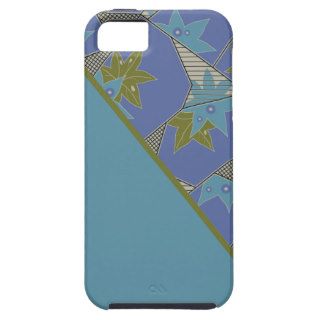 Blue and Gold with Stars and Diagonal Interest iPhone 5 Cases