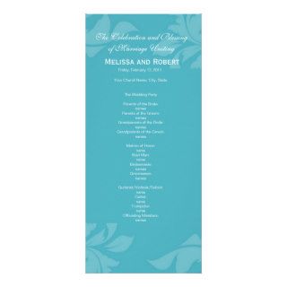 Turquoise Blue Wedding Programs Rack Card