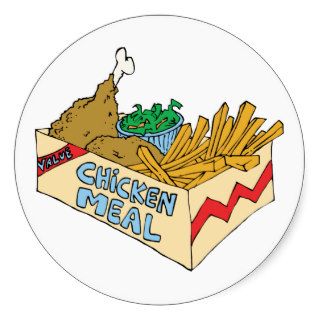 Chicken Meal Junk Snack Food Cartoon Art Round Sticker