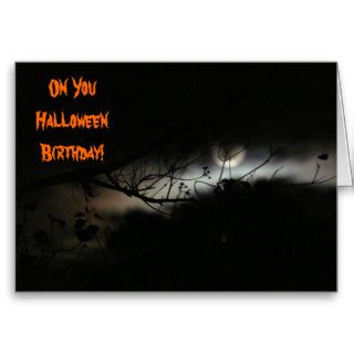 Halloween Birthday, hidden moon behind branches Card