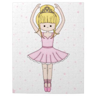 Pretty Little Cartoon Ballerina Girl in Pink Jigsaw Puzzle