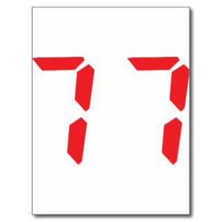 77 seventy seven red alarm clock digital number postcards