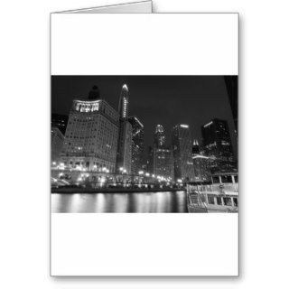 Downtown Chicago Black and White Card