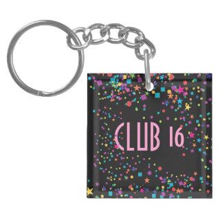 Neon Lights Sweet 16 Club Party Favor Keychain