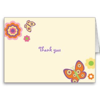 Spring Butterfly Flower Thank You Note Cards
