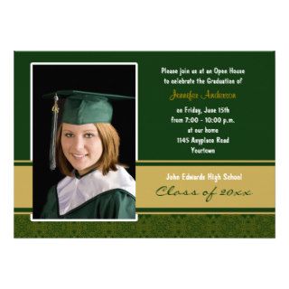 Green and Gold Damask Graduation Party Invitation