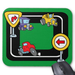 Cartoon Cars on a Race Track Mousepads