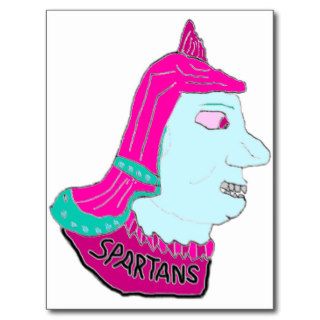 Spartan Head Logo Pink and Light Blue Post Card