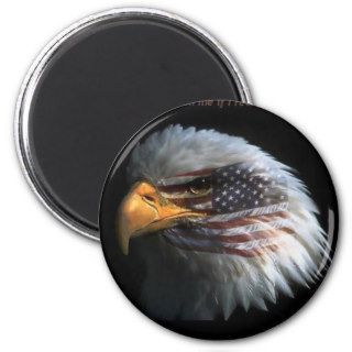 Patriotic Eagle with flag background Fridge Magnets