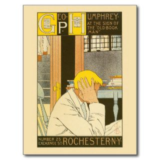 Vintage art nouveau Rochester bookstore ad Postcard