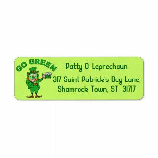 Funny "Go Green" Drunk Leprechaun Return Address Labels