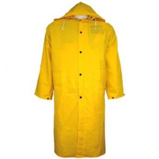 Global Glove RCB89 PVC Raincoat with Detachable Hood and Badge Holder, 49" Length, 2X Large, Yellow (Case of 12)