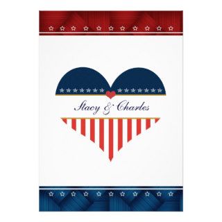 US Patriotic Heart Personalized Wedding Invitation 