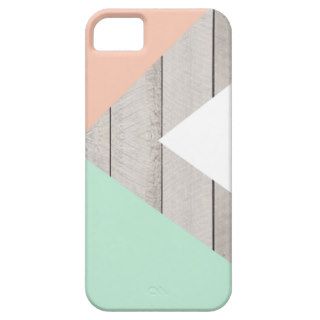 Girly Apricot Teal Gray Wood Modern Color Block iPhone 5 Cover 