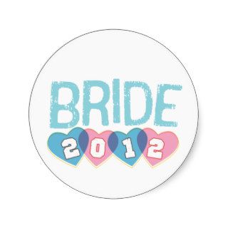 Pink & Blue Vintage Hearts 2012 Bride Sticker