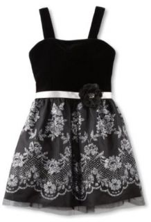 Rare Editions Girls 7 16 Glitter Mesh Dress, Black/Silver, 16 Special Occasion Dresses Clothing