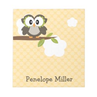 Yellow Owl Notepad Personalized