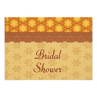 Gold and Brown Floral and Lace Bridal Shower V03H Invites