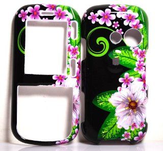 BLACK WITH PINK JUNGLE FLOWER SNAP ON HARD SKIN SHELL PROTECTOR COVER CASE FOR LG RUMOR 2 LX265 / LG COSMOS VN250 + BELT CLIP Cell Phones & Accessories