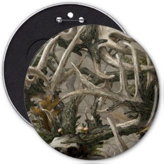 Backwoods deer skull camo pinback button