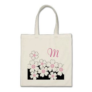 Monogram Cherry Blossom Bridesmaid Totes Tote Bags
