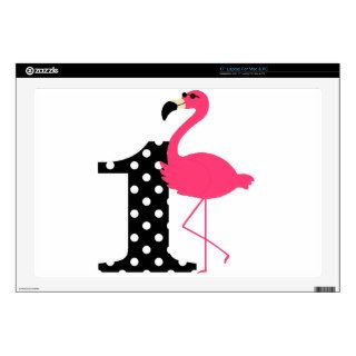 Pink Flamingo One in Polka Dot Skin For Laptop