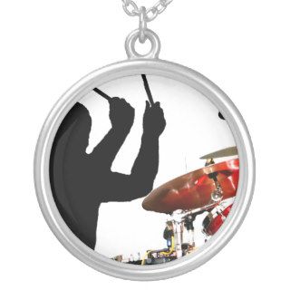 Drummer sticks in air shadow real drums necklaces