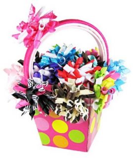 HipGirl Boutique 28pc Hair Bow Clips / Barrettes and Headbands Gift Basket  One Size. Color of Bows Might Be Different From Image. Clothing