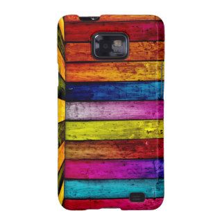 Funny bright colorful Rainbow wood look Samsung Galaxy S Case