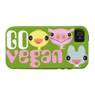 cute kawaii go vegan animals iPhone 4/4S case